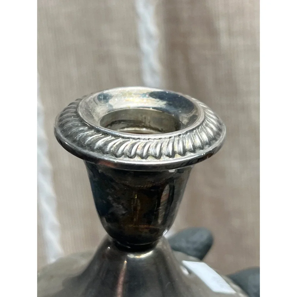 Newport Silverplate Weighted Candlestick Holderp Rope Trim